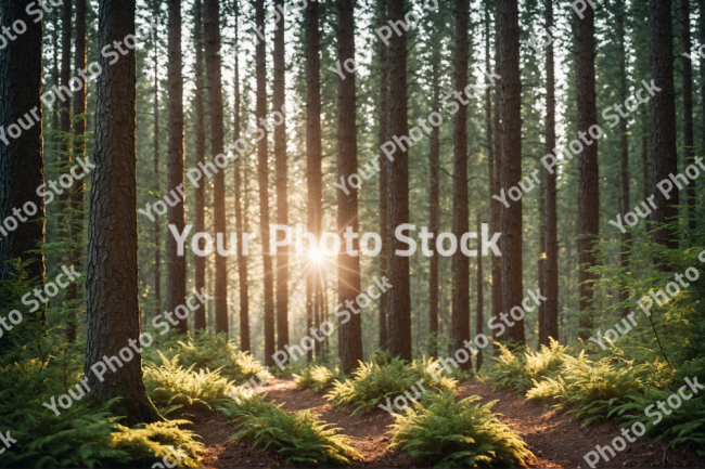 Stock Photo of Sunset on the forest and ground nature