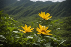 Stock Photo of Vietnam yellow flower in the mountains