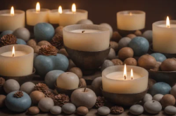 Stock Photo of Candles over rocks decorations zen mode