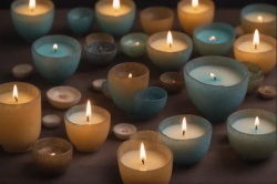 Stock Photo of Candles decoration zen mode blue and orange