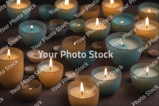 Stock Photo of Candles decoration zen mode blue and orange