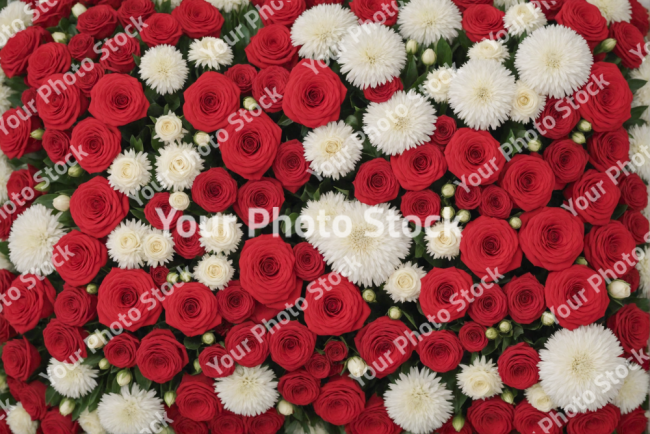 Stock Photo of Red flowers and white flowers decoration