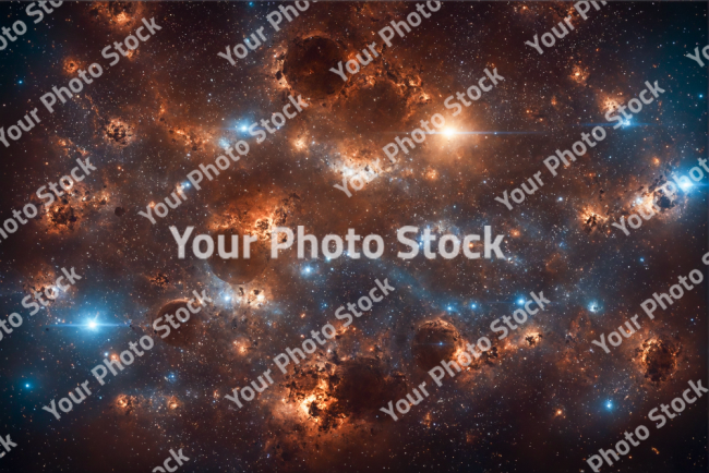 Stock Photo of Universe exterior space planets stars blue orange