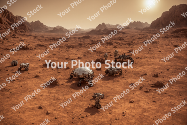 Stock Photo of Mars expedition orange sky martian