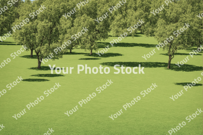 Stock Photo of Trees on the park with grass carpet