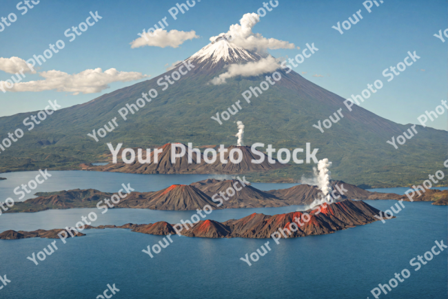 Stock Photo of Big mountain and islands with ocean