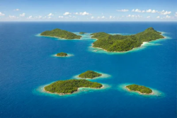 Tropical islands on the blue ocean
