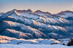 Stock Photo of Incredible mountains with snow in the morning