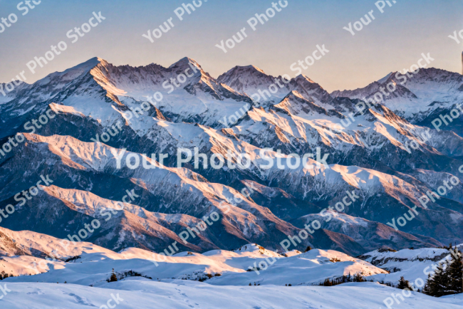 Stock Photo of Incredible mountains with snow in the morning