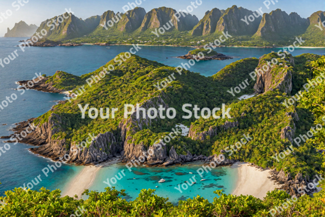 Stock Photo of Tropical islands and beach with cliff