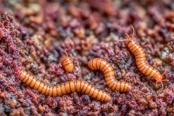Macro image of worms in the ground
