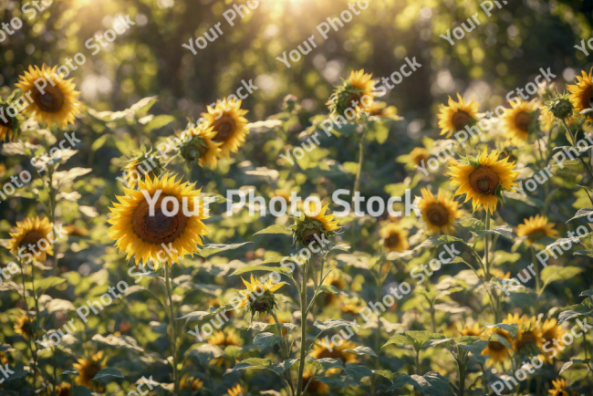 Stock Photo of Sunflowers farm nature