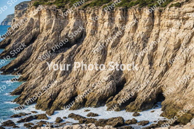Stock Photo of Cliff rocks nature on the the sea coast ocean