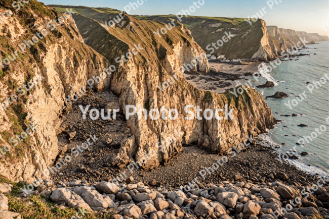 Stock Photo of Ocean coast beach cliff landscape