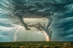 Stock Photo of Double twister storm on the sky