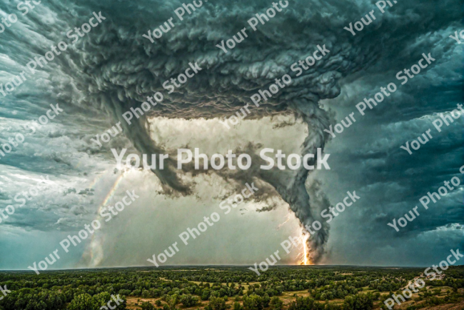 Stock Photo of Double twister storm on the sky