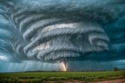 Stock Photo of Twister weather storms on countryside farm