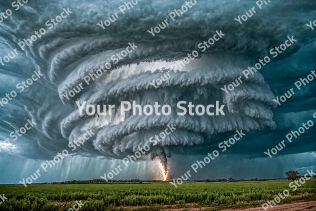 Stock Photo of Twister weather storms on countryside farm