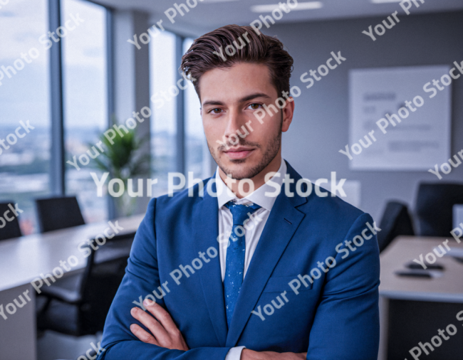 Stock Photo of Man with blue jacket in the office stock business professional Modern office meeting room