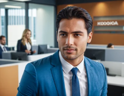 Stock Photo of Director man with blue jacket entrepreneurial businessman