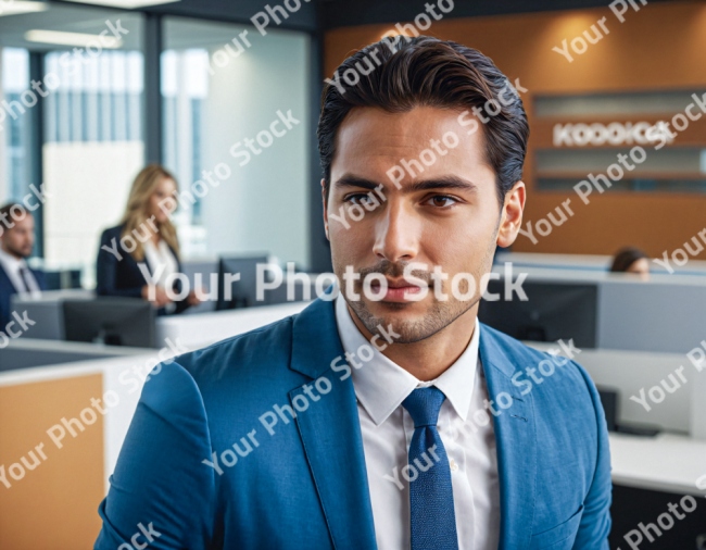 Stock Photo of Director man with blue jacket entrepreneurial businessman