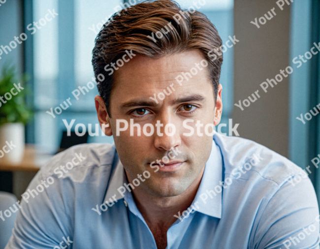 Stock Photo of American man blonde with shirt in the office