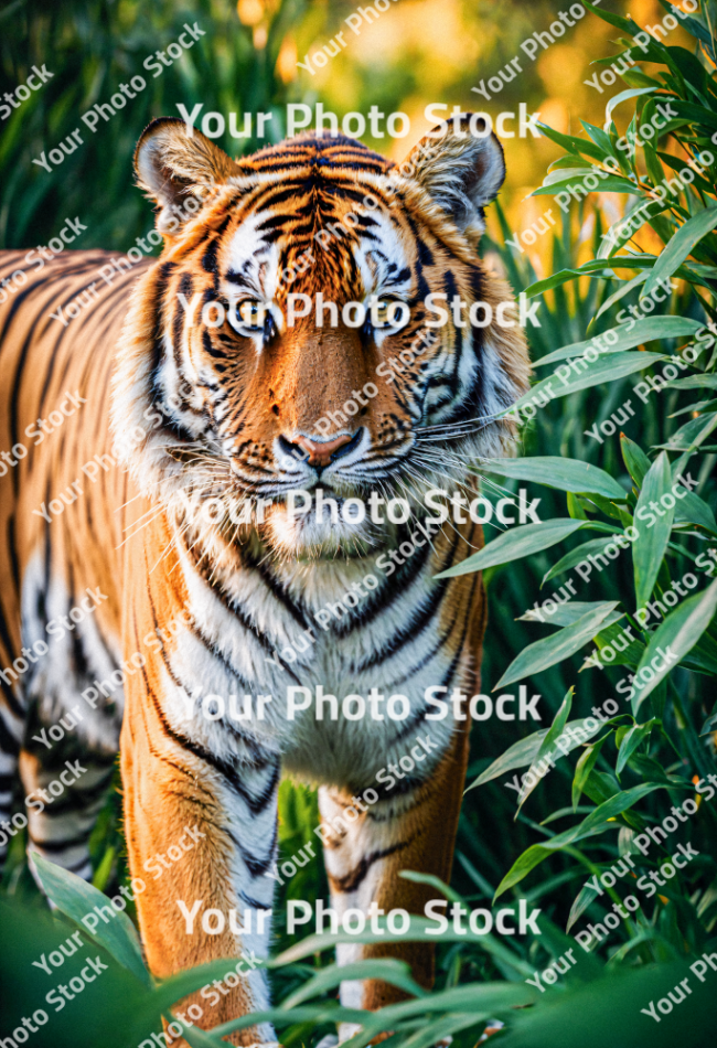 Stock Photo of Tiger in the jungle looking to the camera