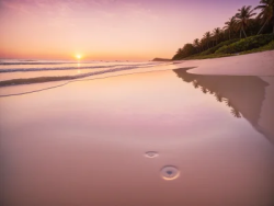 Stock Photo of Beach paradise sunset pink calm relax