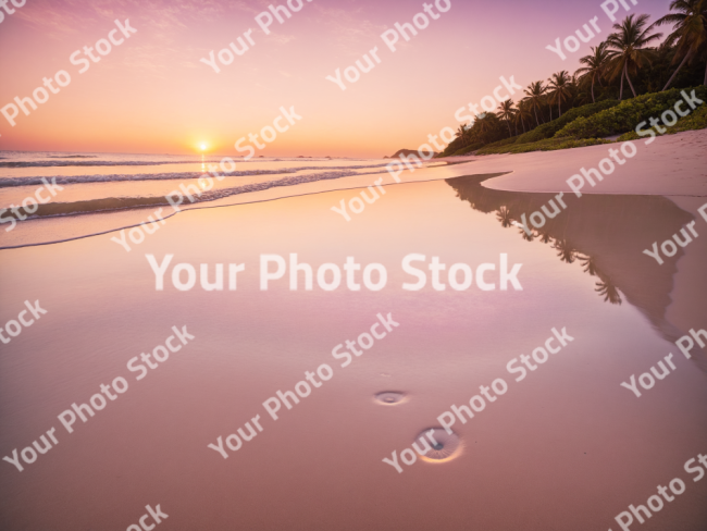 Stock Photo of Beach paradise sunset pink calm relax