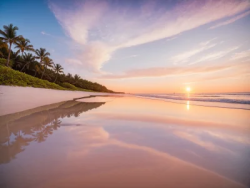 Stock Photo of Sunset sky beach tropical reflection water sea sunrise