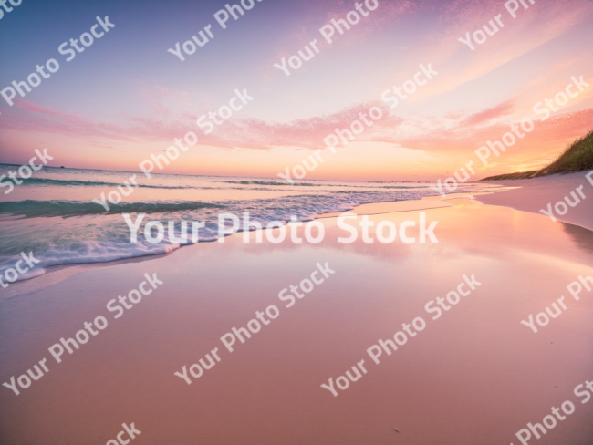 Stock Photo of Beautiful beach sunset relaxing time zen mode pink