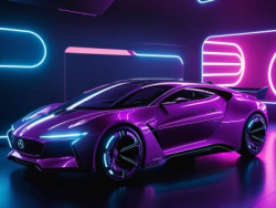 Stock Photo of Futuristic car design concept pink cyberpunk