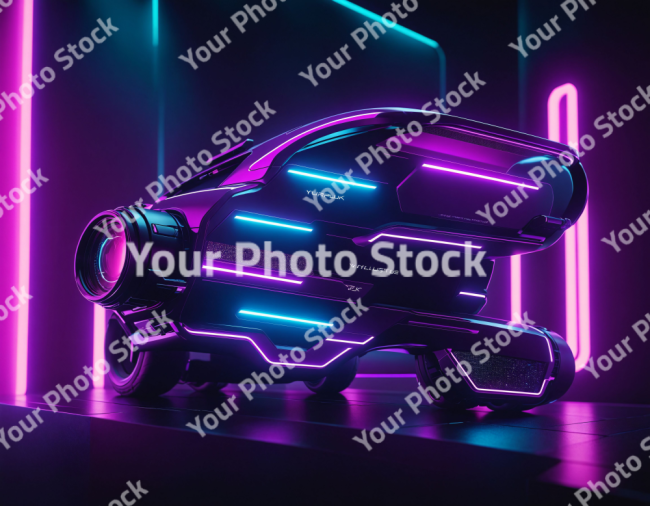 Stock Photo of Robot future technology scifi cyberpunk neon pink