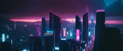 Cyberpunk city in the night concept art design sunset neon scifi