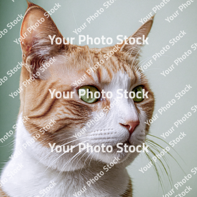 Stock Photo of Cat focus in the camera home orange animal pet