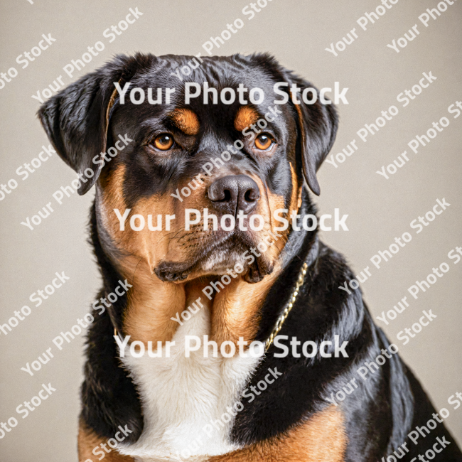 Stock Photo of Rottweiler dog black brow and white portrait pet animal