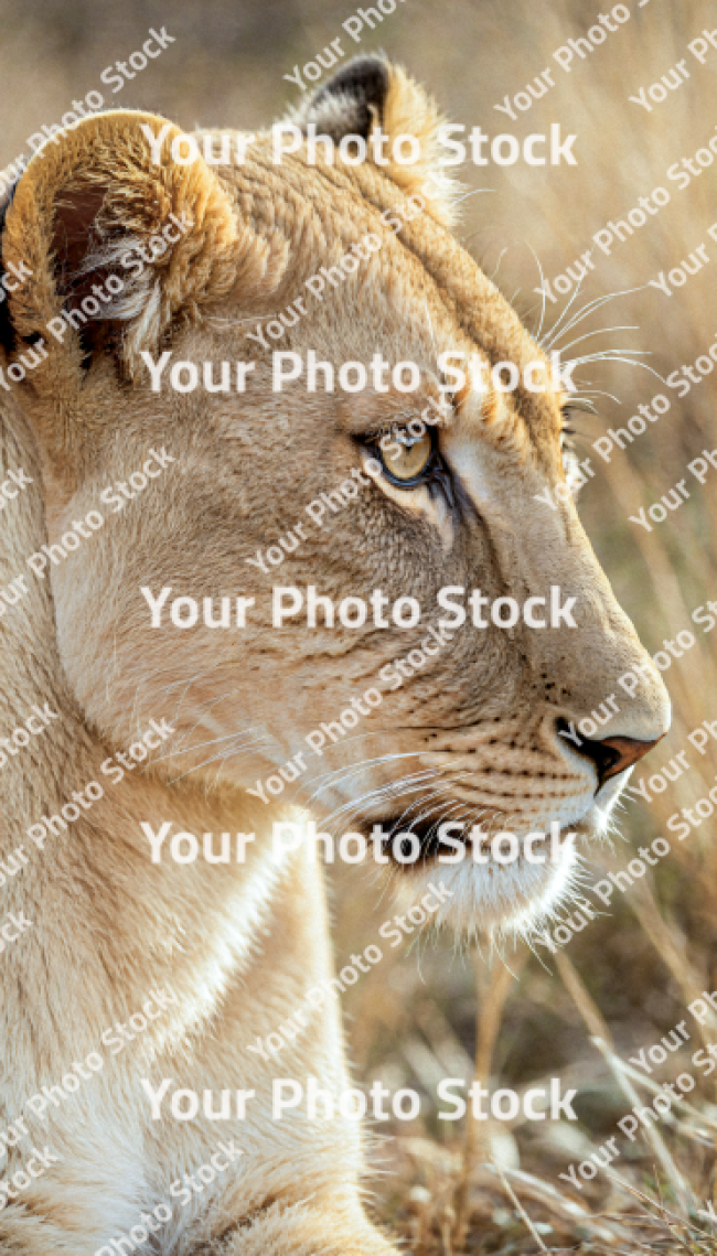 Stock Photo of Lion in the jungle focus looking the enviroment