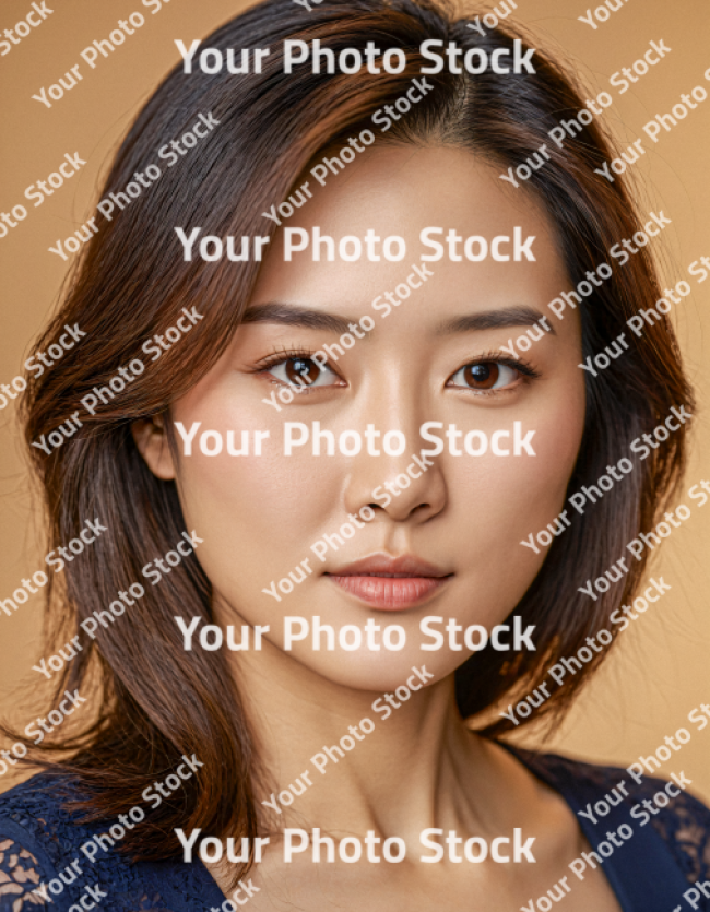 Stock Photo of Asian Japanese woman face looking the camera