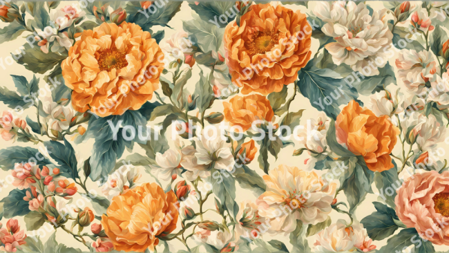 Stock Photo of Vintage flowers wallpaper background design 2d illustration print decor