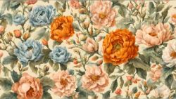 Vintage flowers wallpaper background design 2d illustration print decor