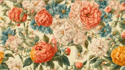 Stock Photo of Vintage flowers wallpaper background design 2d illustration print decor