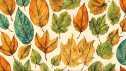 Stock Photo of Leaves colorful vintage pattern wallpaper decoration autum wall design