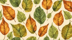 Leaves colorful vintage pattern wallpaper decoration autum wall design