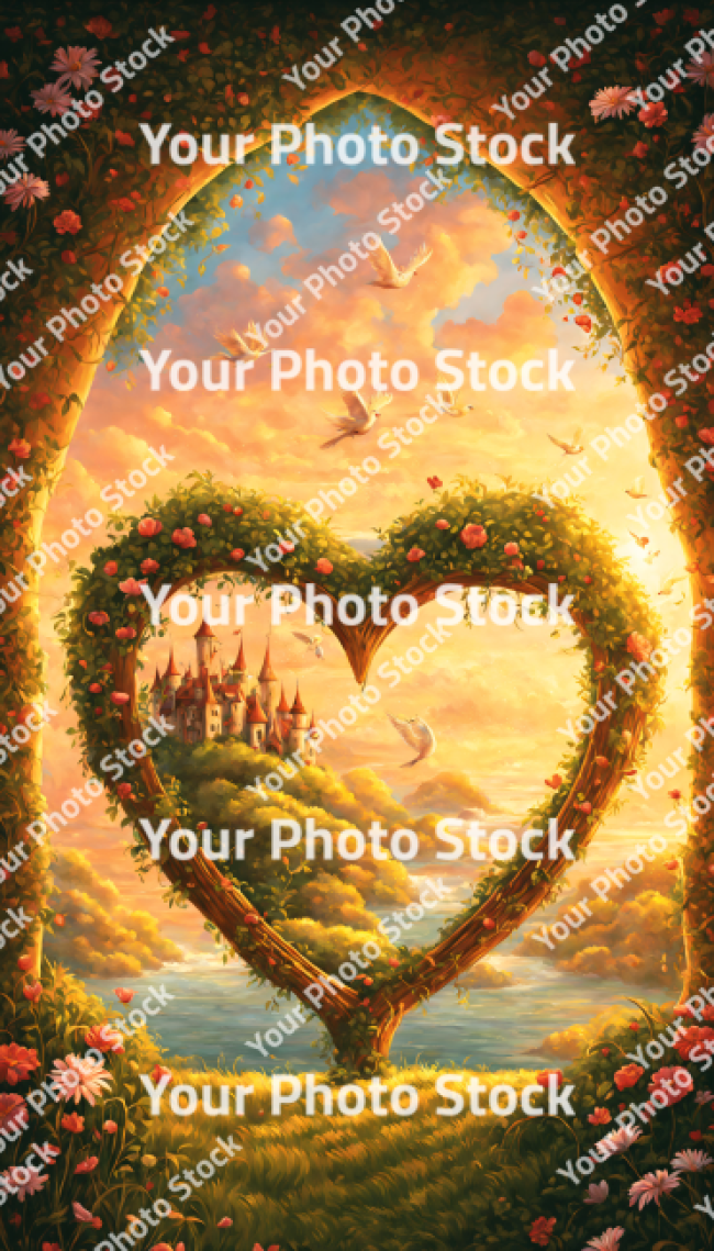 Stock Photo of Heart valentines day love garden sunset