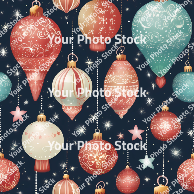 Stock Photo of Christmas pattern design seamless tiling decoration paper illustration christmas spheres