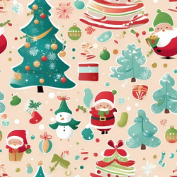 Christmas pattern design seamless tiling decoration paper illustration christmas tree characters