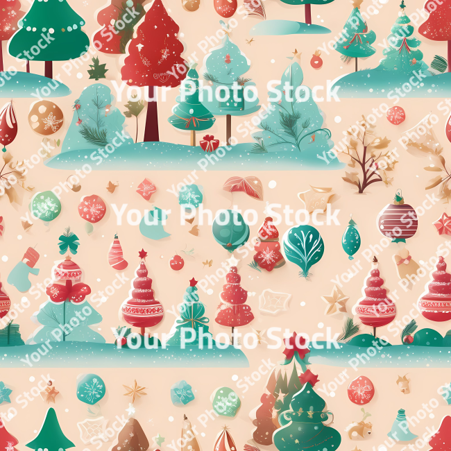 Stock Photo of Christmas santa klaus pattern design seamless tiling decoration paper illustration characters