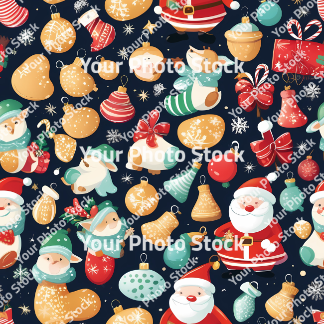 Stock Photo of Christmas santa klaus pattern design seamless tiling decoration paper illustration characters