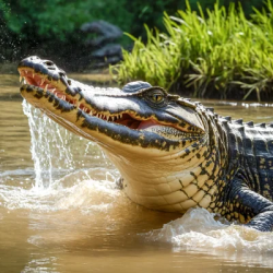 Stock Photo of crocodile in the river attacking