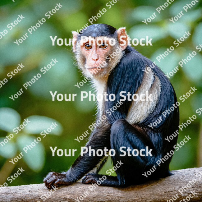 Stock Photo of Monkey chimpanzee in the nature tree looking the camera